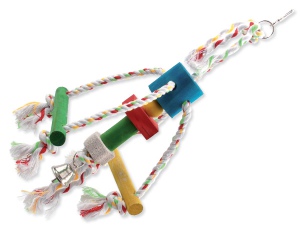 Hračka BIRD JEWEL Chobotnička závěsná dřevo - provaz 29 cm