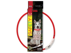 Obojek DOG FANTASY LED nylonový červený 65cm