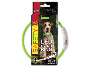Obojek DOG FANTASY LED nylonový zelený 65cm