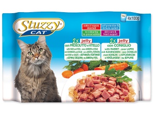 Kapsičky STUZZY Cat šunka s telecím + králík v želé - multipack 400g