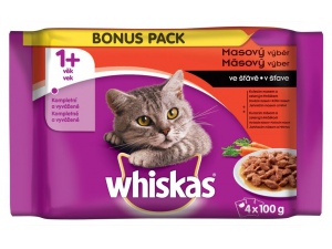 Whiskas Adult masový výběr se zeleninou 4 x 100 g (doprodej)