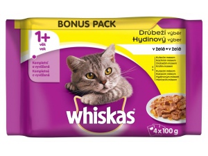 Whiskas adult drůbeží výběr v želé 4 x 100 g (doprodej)