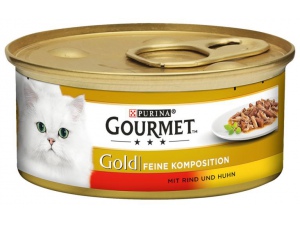 Konzerva Gourmet Gold kuře s hovězím jemná kompozice 85g 