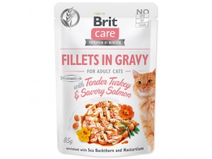 Kapsička BRIT Care Cat Fillets in Gravy with Tender Turkey & Savory Salmon 85g