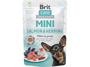 Brit Care Mini Dog kaps. Salmon&Herring sterilised fillets in gravy 85 g