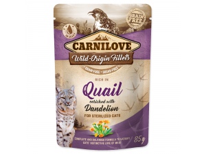 Kapsička CARNILOVE Cat Castrate Rich in Quail enriched with Dandelion 85g