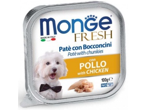 MONGE FRESH - paštika a kousky s kuřecím 100 g pro psy