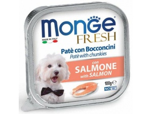 MONGE FRESH - paštika a kousky s lososem 100 g pro psy