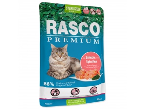 Kapsička RASCO Premium Cat Pouch Sterilized, Salmon, Spirulina 85g