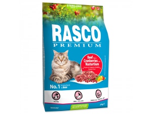 RASCO Premium Cat Kibbles Sterilized, Beef, Cranberries, Nasturtium