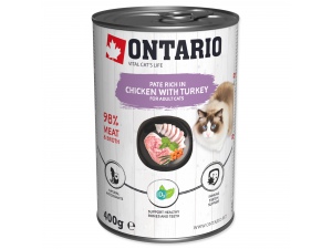 Konzerva ONTARIO Chicken with Turkey flavoured with Sea Buckthorn 400g