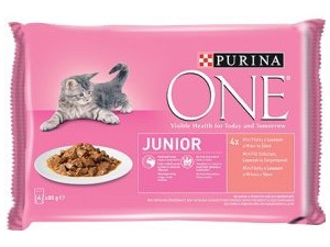 Purina ONE Junior mini filetky losos s mrkví ve šťávě 4 x 85 g