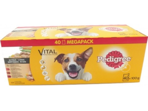 Pedigree adult 40 x 100 g kapsa šťáva hovězí, kuře, krůta, jehně