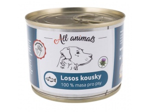 ALL ANIMALS losos kousky, konzerva pro psy, 200g