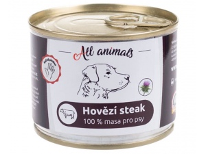 ALL ANIMALS hovězí STEAK, konzerva pro psy, 200 g