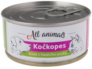 ALL ANIMALS konzerva KOČKOPES steak z hovězího jazyka, 100 g