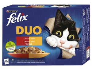 Felix Fantastic DUO v želé kuře s ledv., hovězí s drůbežím 12x85g