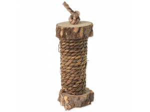 Hračka SMALL ANIMALS dřevěný válec opletený 18cm