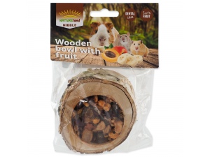 Miska NATURE LAND Nibble plněná ovocem dřevěná 120g