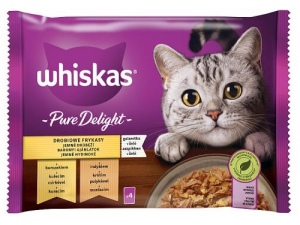 Whiskas Pure Delight jemné kousky v želé 4 x 85 g kapsa, kuře a krůta