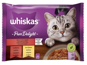 Whiskas Pure Delight lahodné kousky v želé 4 x 85 g kapsa, hovězí, kuře