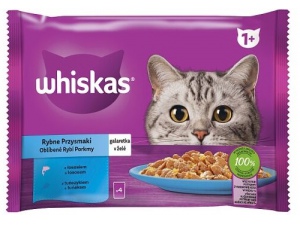 Whiskas Oblíbené rybí pokrmy v želé 4 x 85 g kapsa, losos, tuňák