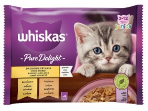 Whiskas Pure Delight Junior drůbeží v želé 4 x 85 g kuře a krůta