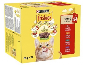 Friskies cat 24 x 85 g kapsa hovězí, kuře, kachna, jehně ve šťávě