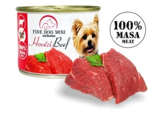 Fine Dog MINI Exclusive konzerva pro psy hovězí 100% masa 200g