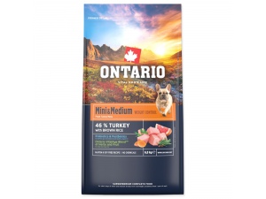 Krmivo Ontario Mini & Medium Weight Control Turkey & Brown Rice