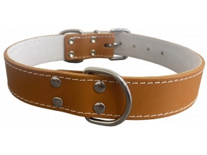 Kožený obojek podšitý filcem, STELLA - hladký, přírodní