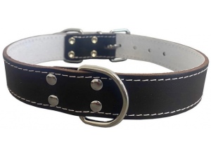 Kožený obojek podšitý filcem, STELLA - hladký, černá