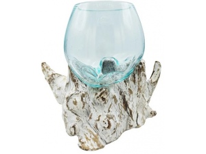 Skleněná dekorace na vymývaném dřevě - střední