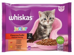 Whiskas klasické pokrmy Junior ve šťávě 4 x 85 g kuřecí, hovězí