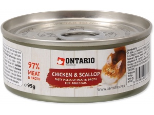 Konzerva ONTARIO Cat Chicken Pieces + Scallop 95g