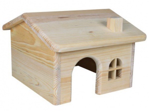 Dřevěný domek se sedlovou střechou 15×11×15cm