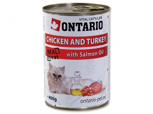 Konzerva ONTARIO Chicken, Turkey, Salmon Oil 400g