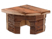 Domek SMALL ANIMAL Rohový dřevěný s kůrou