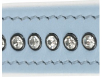 Active Comfort kožený obojek s kamínky - světle modrá