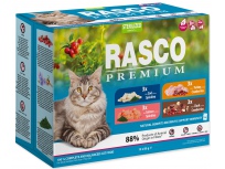 Kapsičky RASCO Premium Cat Pouch Sterilized - 3x salmon, 3x cod, 3x duck, 3x turkey 1020g