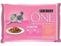 Purina ONE Junior mini filetky losos s mrkví ve šťávě 4 x 85 g