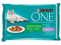 Purina ONE Indoor kapsa tele s mrkví a tuňák se zel. fazol. ve šťávě 4 x 85 g