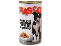 Konzerva RASCO Dog drůbeží kousky ve šťávě 1240g
