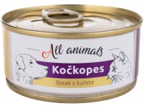 ALL ANIMALS konzerva KOČKOPES steak z kuřete, 100 g