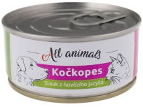 ALL ANIMALS konzerva KOČKOPES steak z hovězího jazyka, 100 g