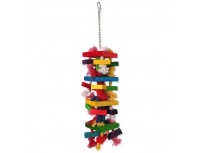 Hračka BIRD JEWEL závěsná barevná - s provazy a dřívky 54cm