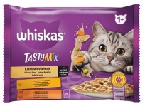 Whiskas Tasty Mix krémové menu ve šťávě 4 x 85g s kuřecím, jehněčím a krůtím kapsa