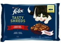 Felix Tasty Shreds lahodný výběr 4×80g g hovězí, kuře ve šťávě