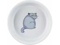 Keramická miska s motivem kočky šedá