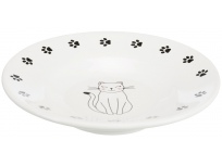 Keramická miska-talířek pro krátkonosé kočky, bílá